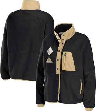 WEAR by Erin Andrews Womens WEAR by Erin Andrews Black New Orleans Saints Polar Fleece Raglan Full-Snap Jacket at Nordstrom, Size Large
