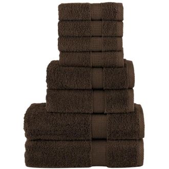 vidaXL Juego De Toallas Premium Solund 8 Unidades Marr&oacute;n 600 Gsm Vidaxl