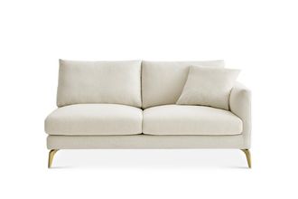 Castlery Lena Right Facing 2 Seater Sofa, Cream, Brass Legs, Spill-Resistant, Removable Covers for Women