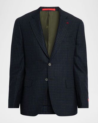 Isaia Mens Check Wool Single-Breasted Sport Coat