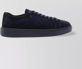 Santoni round toe low profile suede sneakers