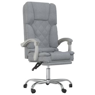 vidaXL Silla De Oficina Reclinable Con Masaje De Tela Gris Claro Vidaxl