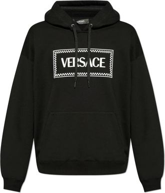 Versace Sweatshirt met logo - Heren - Hoodies - Zwart - 2XL - Katoen - Hoodies & sweatvesten