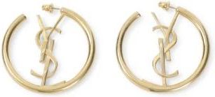 Saint Laurent Earrings, female, Yellow, Size: ONE SIZE Patine Hoop Cassandre Earrings