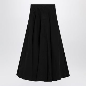 Balenciaga Black Cotton Ripstop Godet Maxi Skirt