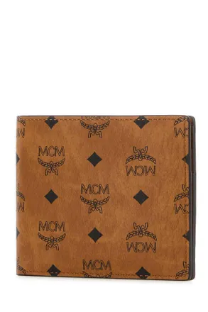 MCM Womens Printed Canvas Wallet Cognac Exterior: Fabric Portafogli