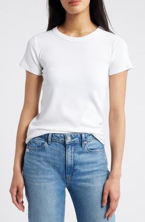 Nic+Zoe Perfect Crewneck Rib Top in Paper White at Nordstrom, Size Xx-Large