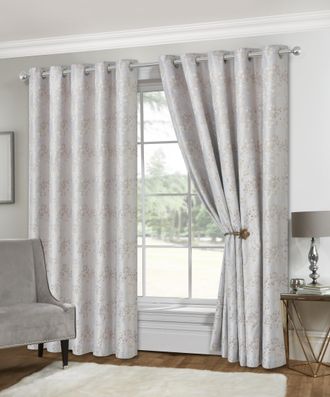 Lewis's Iris Eyelet Curtains - Ivory - Width 90 x Drop 90 (229 x 229cm) | TJ Hughes Natural