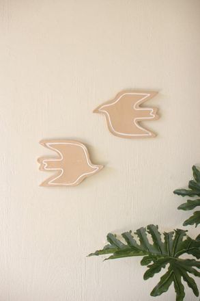 Kalalou Set Of Two Clay Bird Wall Decor