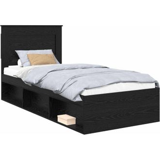 vidaXL Estructura De Cama Negro 100 X 200 Cm Madera De Pino Macizo Vidaxl
