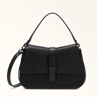 Furla Flow Borsa A Mano Nero Nero Pelle Di Vitello Claris Lux Donna