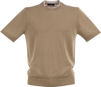 PESERICO Peserico Mens T-shirt In Linen And Cotton Yarn - Tan - Size EU 50 (Mens)
