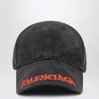 Balenciaga Cappellino da baseball in cotone nero con logo