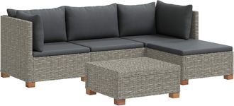 vidaXL 5 Uds. Conjunto De Lounge De Rat&aacute;n Con Cojines Gendt Gris Kubu Vidaxl
