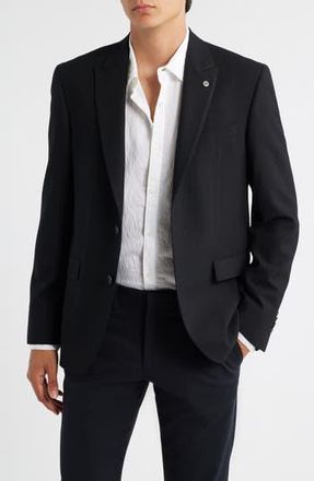 AllSaints Rawdon Slim Fit Black Textured Wool Blend Peak Lapel Sport Coat at Nordstrom Rack, Size 40 Regular