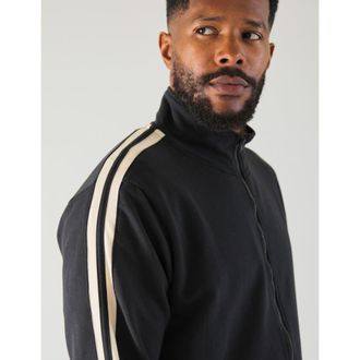Glyder Retro Zip Up in Black/oatmilk at Nordstrom, Size Xx-Large