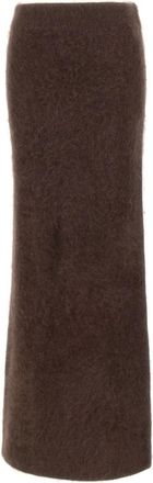Soft Goat Geborstelde Kasjmier Rok - Dames - Maxi Rokken - Bruin - M - Kasjmier - Rokken