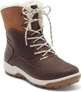Ecco Trace Lite Waterproof Faux Shearling Lined Hiking Boot in Camel/Camel at Nordstrom Rack, Size 10-10.5Us / 41Eu