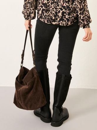 Fat Face FatFace Molly Chocolate Brown Suede Shoulder Bag
