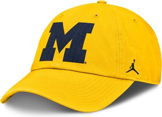 Nike Jordan Mens Michigan Wolverines Primetime Club Jordan Brand College Adjustable Hat in Yellow | JC0178HMWN-PS0