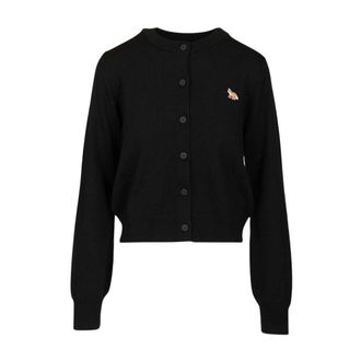Maison Kitsun&eacute; Cardigan Regular in Merino Baby Fox - - Knitwear - Donna - Nero - S
