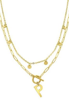 Adornia Initial Pendant Layered Chain Necklace in Gold-P at Nordstrom Rack