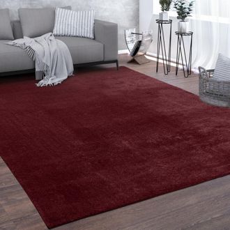 Paco Home Paco Home Alfombra Sal&oacute;n Pelo Corto Lavable Monocolor Moderna Suave Rojo 300x400 Cm