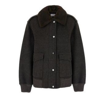 P.A.R.O.S.H. P.a.r.o.s.h. - Jas met bontkraag - Dames - Jassen - Bruin - Maat: XS Wol