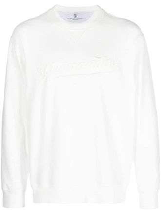 Brunello Cucinelli logo-embroidered cotton sweatshirt - men - Cotton - M - White