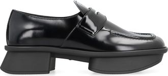 Prada Womens Leather Loafers Black Calf