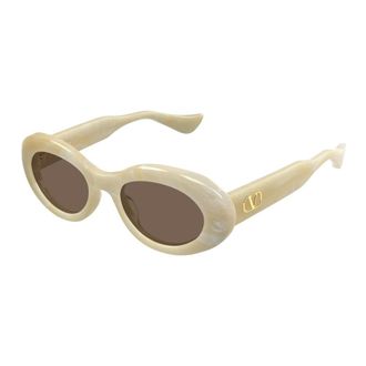 Valentino Ovale Zonnebril - Dames - Accessoires - Beige - Maat: 50 MM Nylon