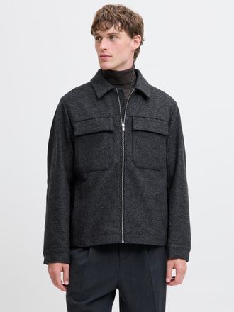 Jack & Jones Wolljacke JACK & JONES JPRCCRUSSEL WOOL BLEND JACKET SN, Herren, Gr. XXL, charcoal gray detail:structure, Web, Obermaterial: 55% Polyester, 40% Wolle,