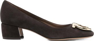 Ferragamo 40 mm Gancini pumps verfraaid met blokhak - Bruin