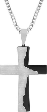 Robert Alton Mens Lords Prayer Stainless Steel Cross Pendant with