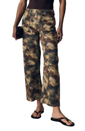 LE JEAN Watercolor Camo Print Crop Barrel Utility Jeans at Nordstrom, Size 25