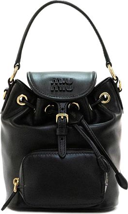 Miu Miu mini logo buckle backpack - Black