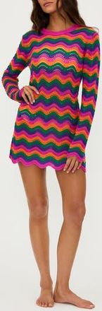 Beach Riot Libbi Long Sleeve Cover-Up Dress in Sunset Waves at Nordstrom Rack, Size X-Small
