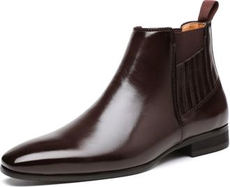 Generic Mens Chelsea Boots - Comfy Slip-On Dress Ankle Boots for Men - PU Leather, Burgundy, 8.5 UK