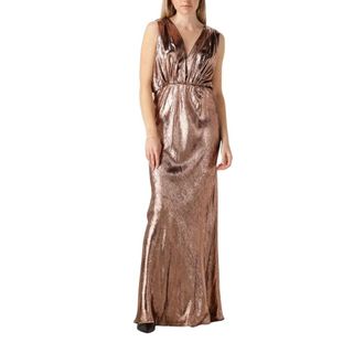 Mes Demoiselles... Bronzen Maxi Jurk met Glamour - Dames - Maxi kleedjes - Bruin - S - Kleedjes