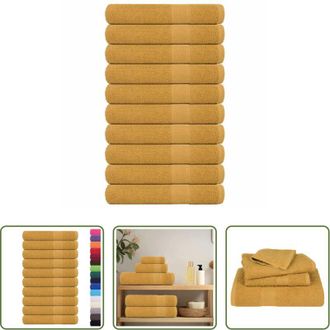 vidaXL vidaXL Cotone per sauna - Asciugamani per sauna FROGN 10 pezzi Oro 80x200 cm 360 g/m&sup2;