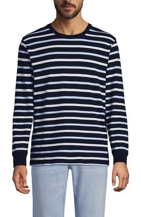 Lands End Super-T Long Sleeve T-Shirt in Radiant Navy/blue Stripe at Nordstrom, Size Large