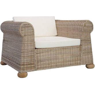 vidaXL Vidaxl - Armchair with Cushions Natural Rattan