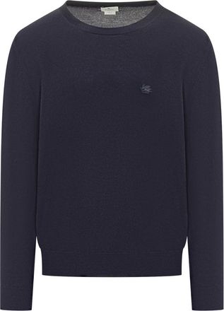 Etro Navy Blue Logo Sweaters