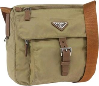 Prada Pre-owned Cross Body Bags, female, Beige, Size: ONE SIZE Pre-owned Nylon Crossbody Bag