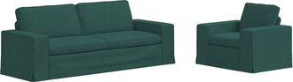 vidaXL Juego De Sof&aacute; 2 Uds. Verde Oscuro Tela Vidaxl