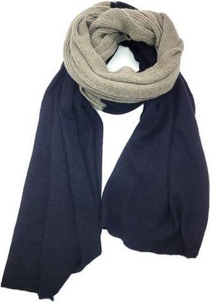 Portolano Colorblock Lambswool & Angora Blend Knit Scarf in Black/Wood Smoke at Nordstrom Rack