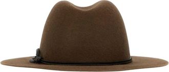 Brunello Cucinelli Felt Fedora Hoed - Dames - Hoeden - Bruin - M - Wol - Accessoires