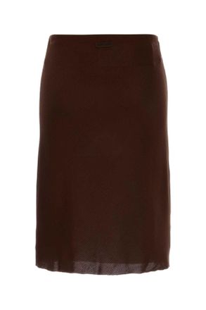 Miu Miu Womens Brown Silk Skirt Cacao Gonne