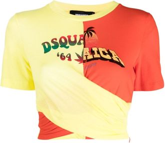 Dsquared2 logo-print crop top - women - Cotton - S