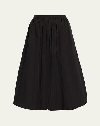 Michael Kors Ruched Cotton Bubble Midi Skirt